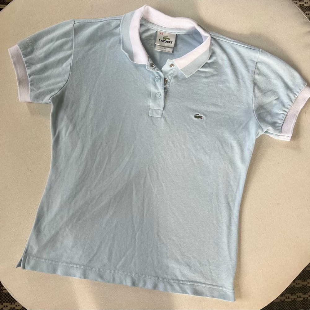 Lacoste Light Blue Polo Shirt with White Accents